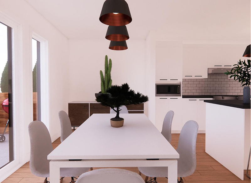 Cuisine et salle à manger projet immobilier Azimut de Boisbriand- Habita Nord-Est