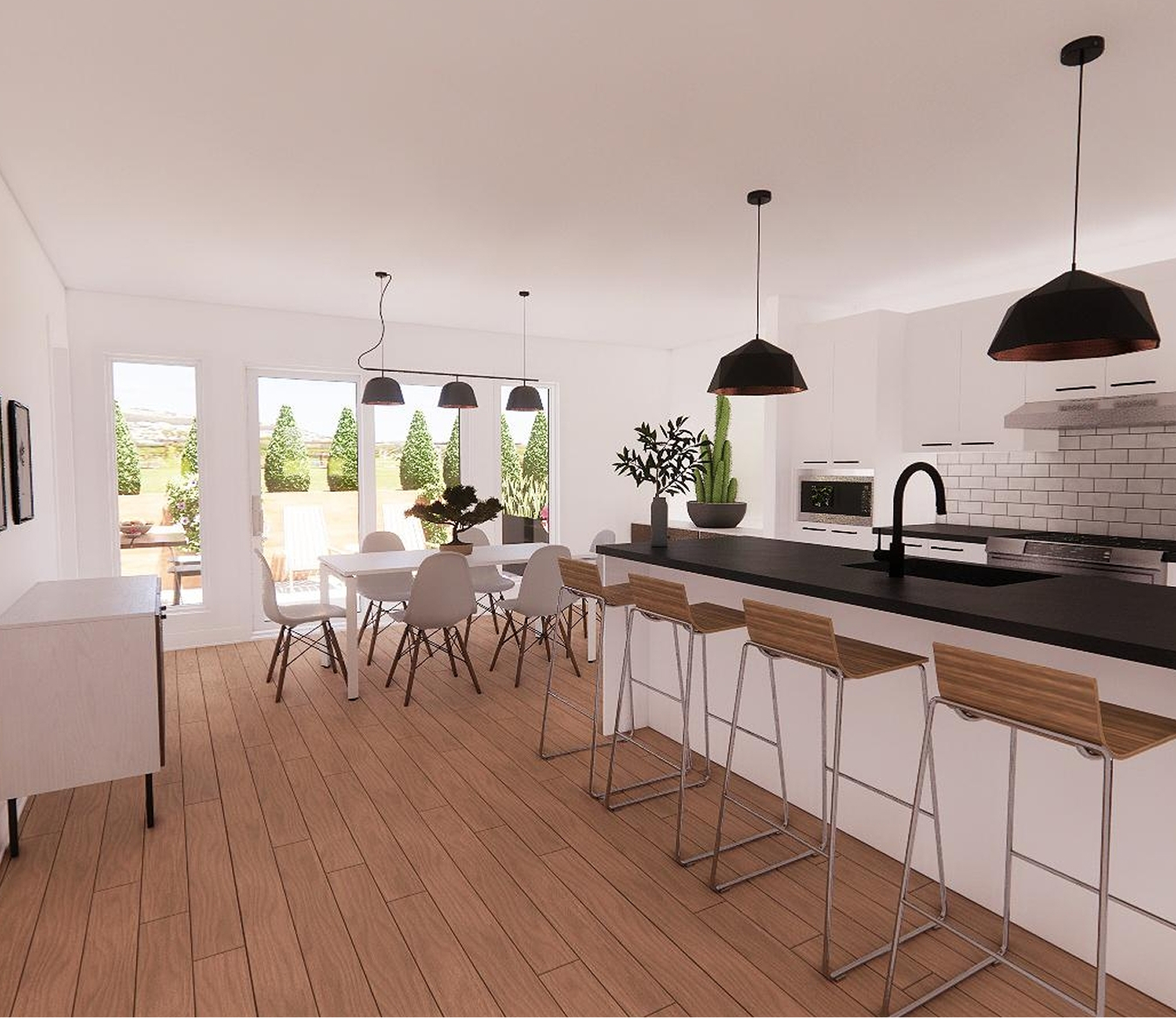 Cuisine et salle à manger style scandinave au projet immobilier Azimut de Boisbriand - Habita Nord-Est